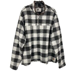 John Wayne Mens Pullover Sweater 2X Barn Chore Wooly Fleece Grey Checkered Plaid